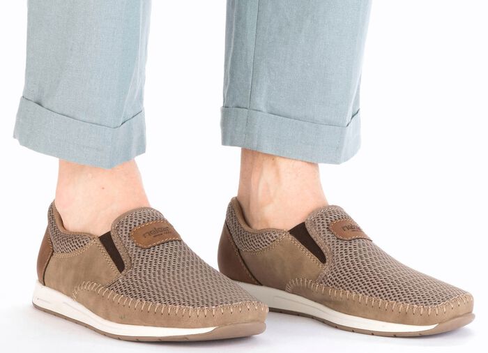 Rieker, sommerliche Herren-Slipper, mit Gummizug BRAUN
